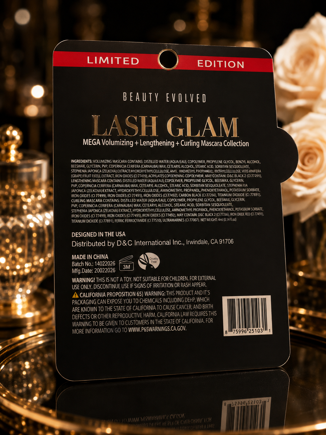 Beauty Evolved Lash Glam 3-Piece Mascara Set Volume Length Curl Limited Edition