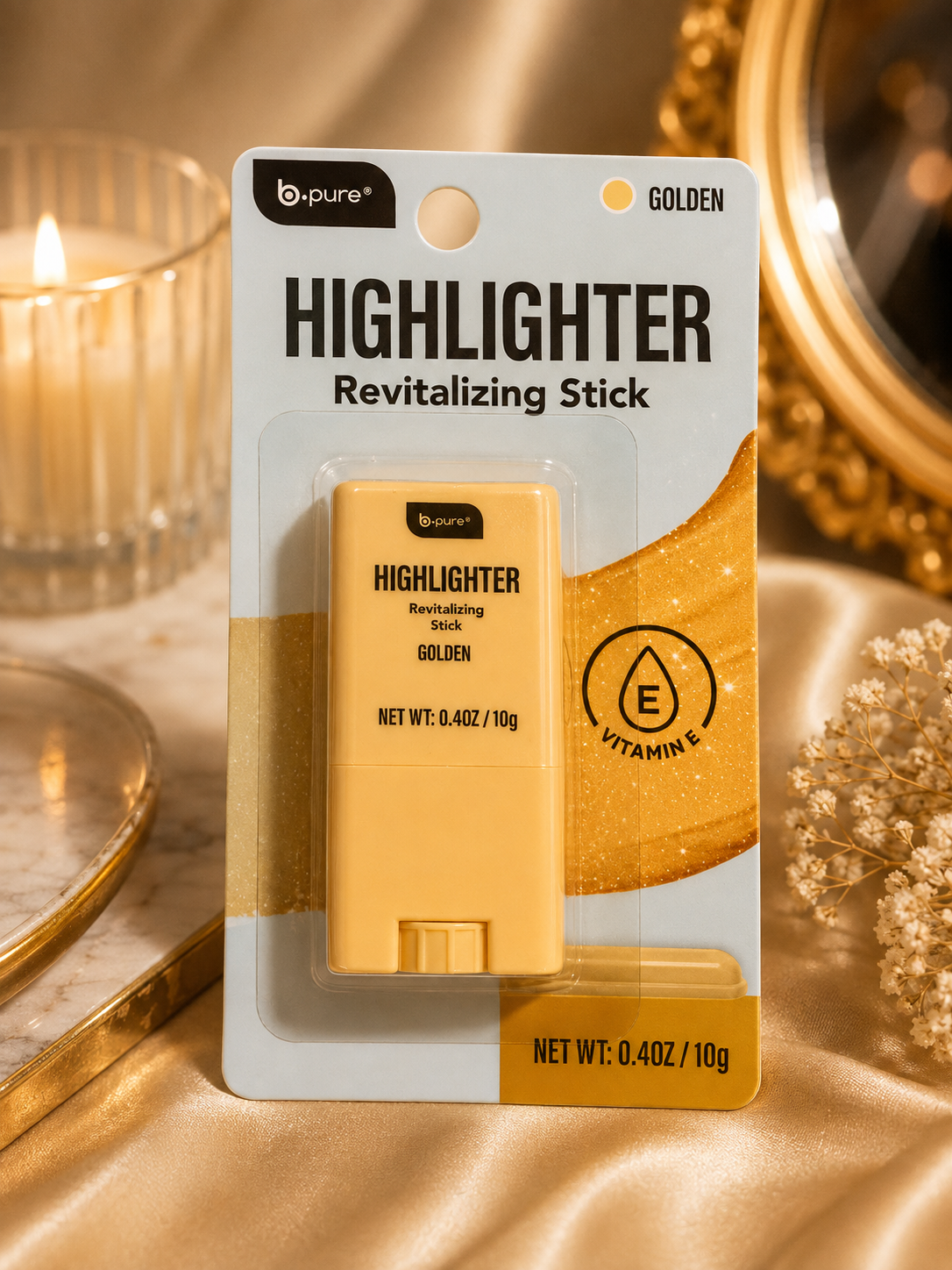 b.pure Highlighter & Bronzer Revitalizing Stick – Vitamin E – 0.4 oz / 10g