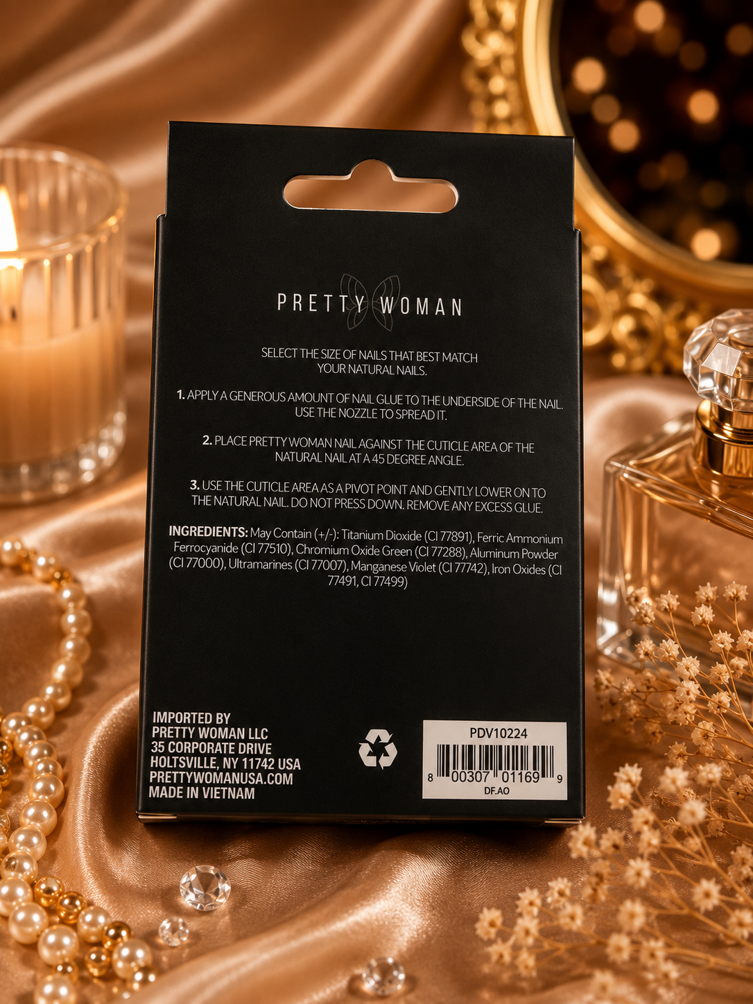 Pretty Woman 12 Faux Nails – Nude & Lavender Glitter Swirl