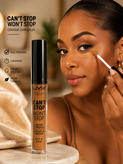 NYX Can’t Stop Won’t Stop Contour Concealer Warm Honey 24HR Matte 0.11 fl oz