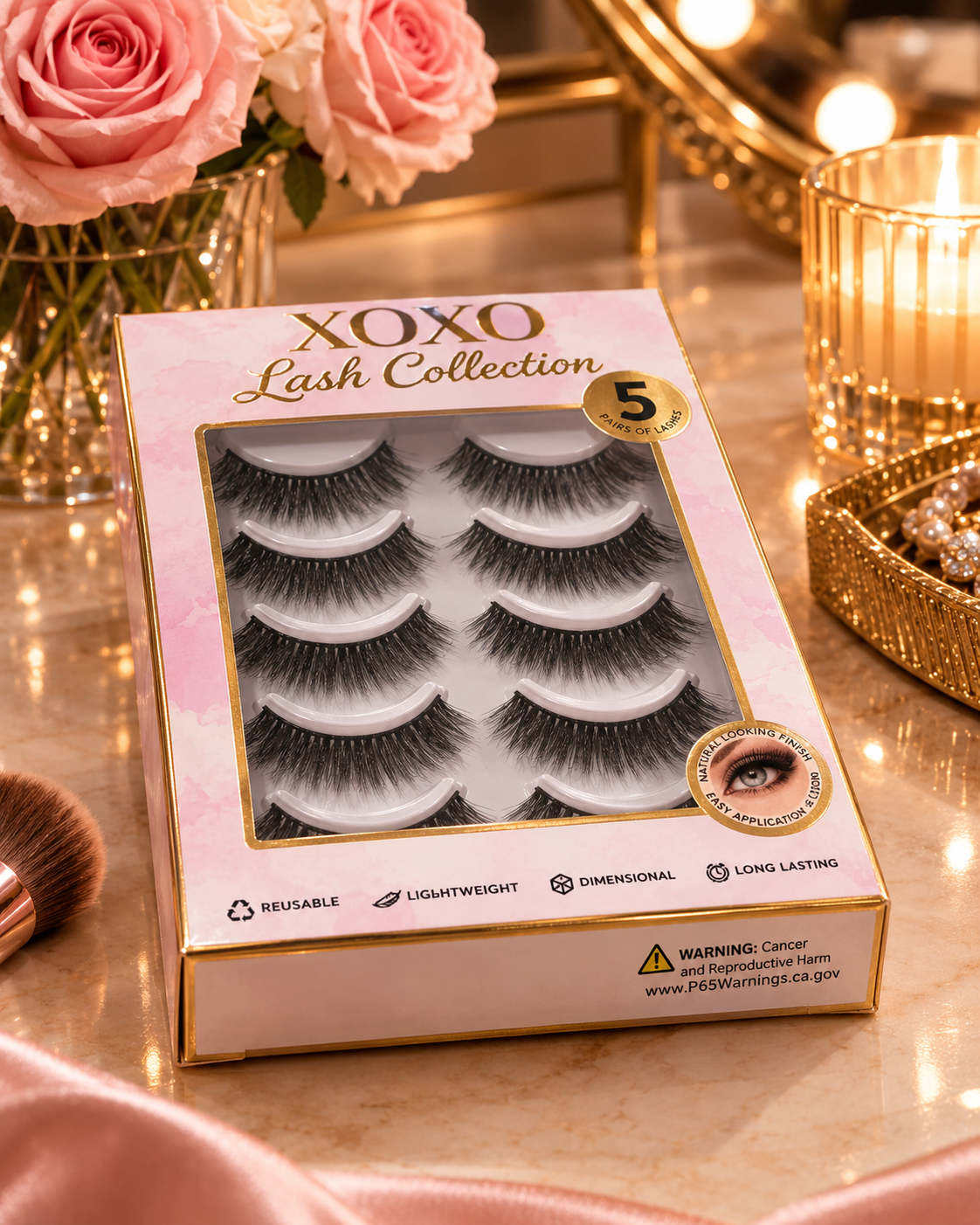 XOXO Lash Collection 5 Pairs False Eyelashes Reusable Lightweight Natural Style