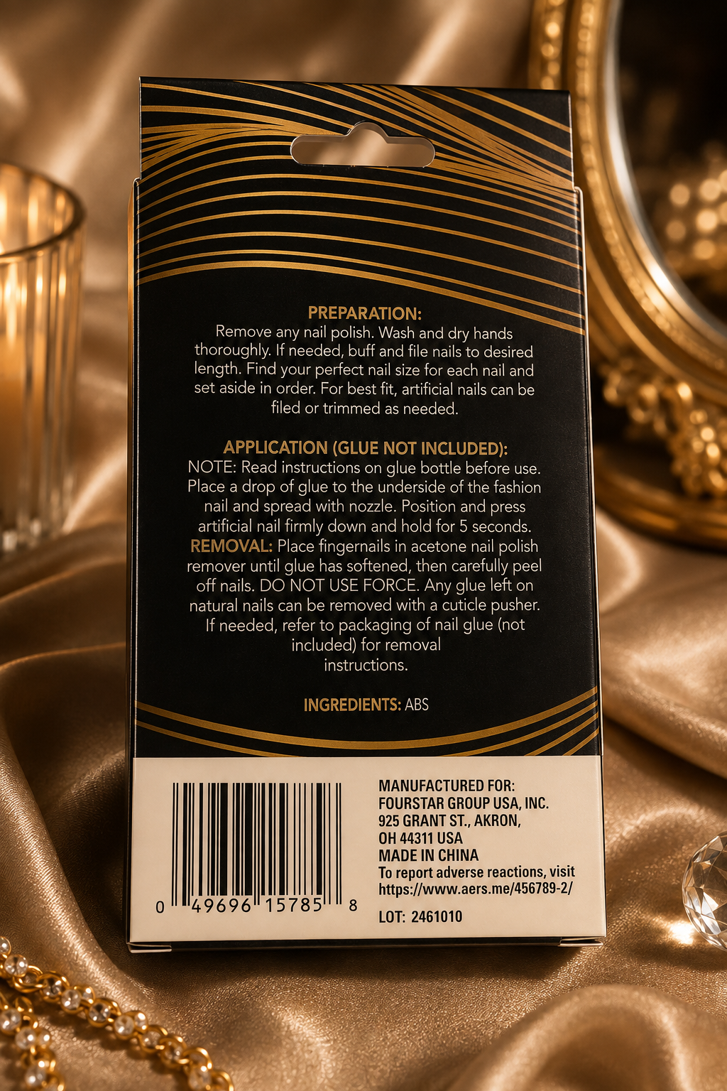 b.color Designer Nails Nude & Gold Press-On Nails – 12pc