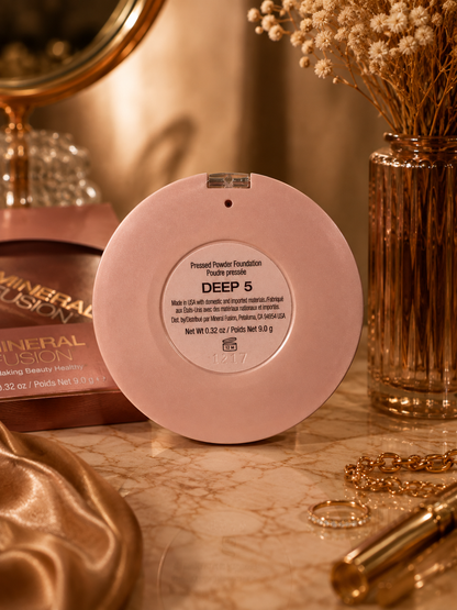 Mineral Fusion Pressed Powder Foundation Deep 5 Walnut Buildable Coverage 0.32 oz