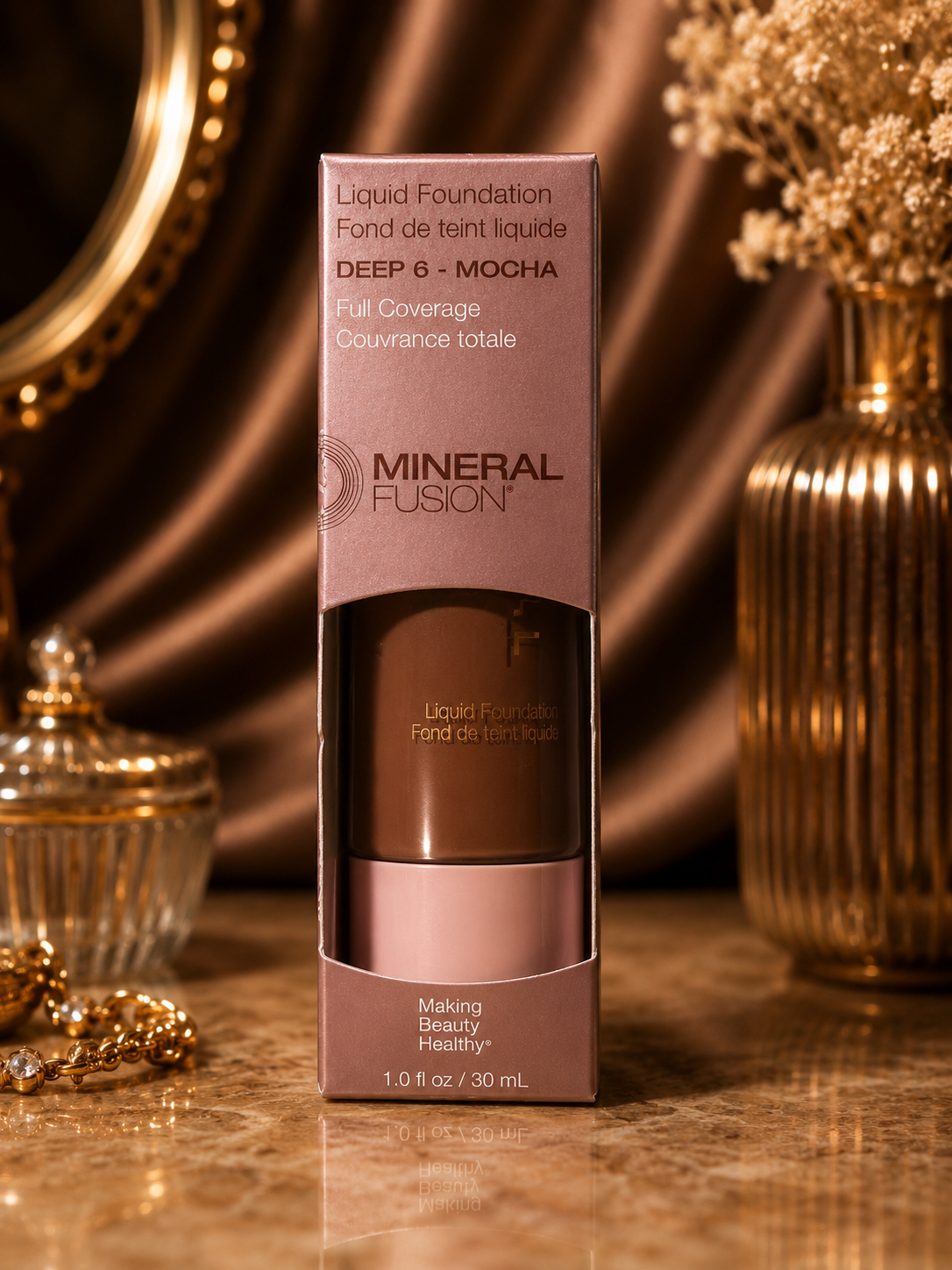 Mineral Fusion Liquid Foundation Deep 8 Mocha Full Coverage 1 fl oz New Sealed