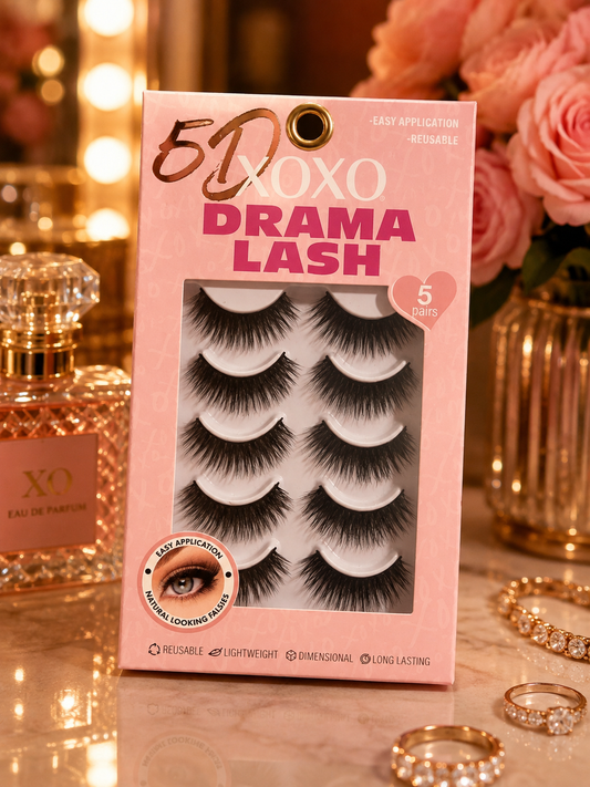 XOXO 5D Drama False Eyelashes 5 Pairs Reusable Lightweight Long Lashes