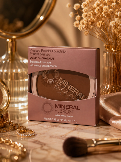 Mineral Fusion Pressed Powder Foundation Deep 5 Walnut Buildable Coverage 0.32 oz