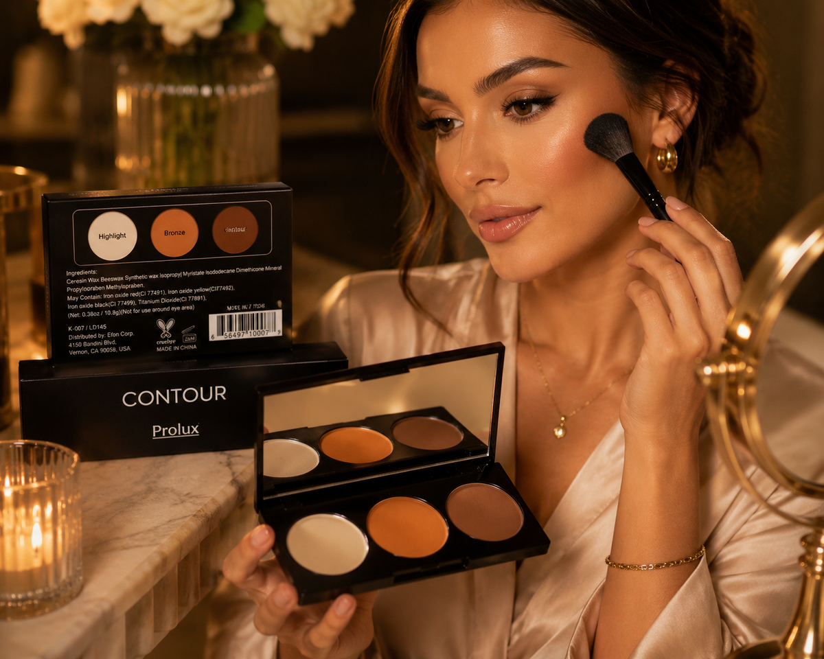 Prolux Cream Contour Palette Highlighter Bronzer Makeup 3 Color Face Palette New