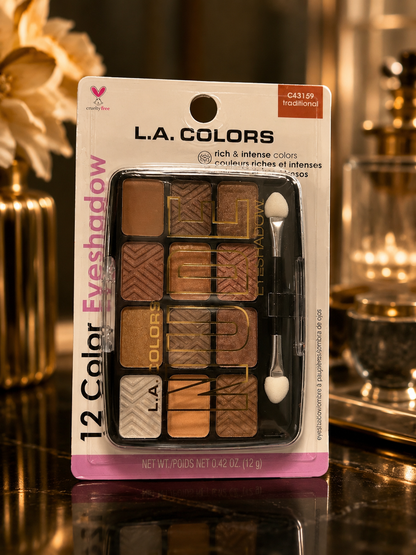 L.A. COLORS 12 Color Eyeshadow Palette Traditional Rich Intense Eye Makeup New