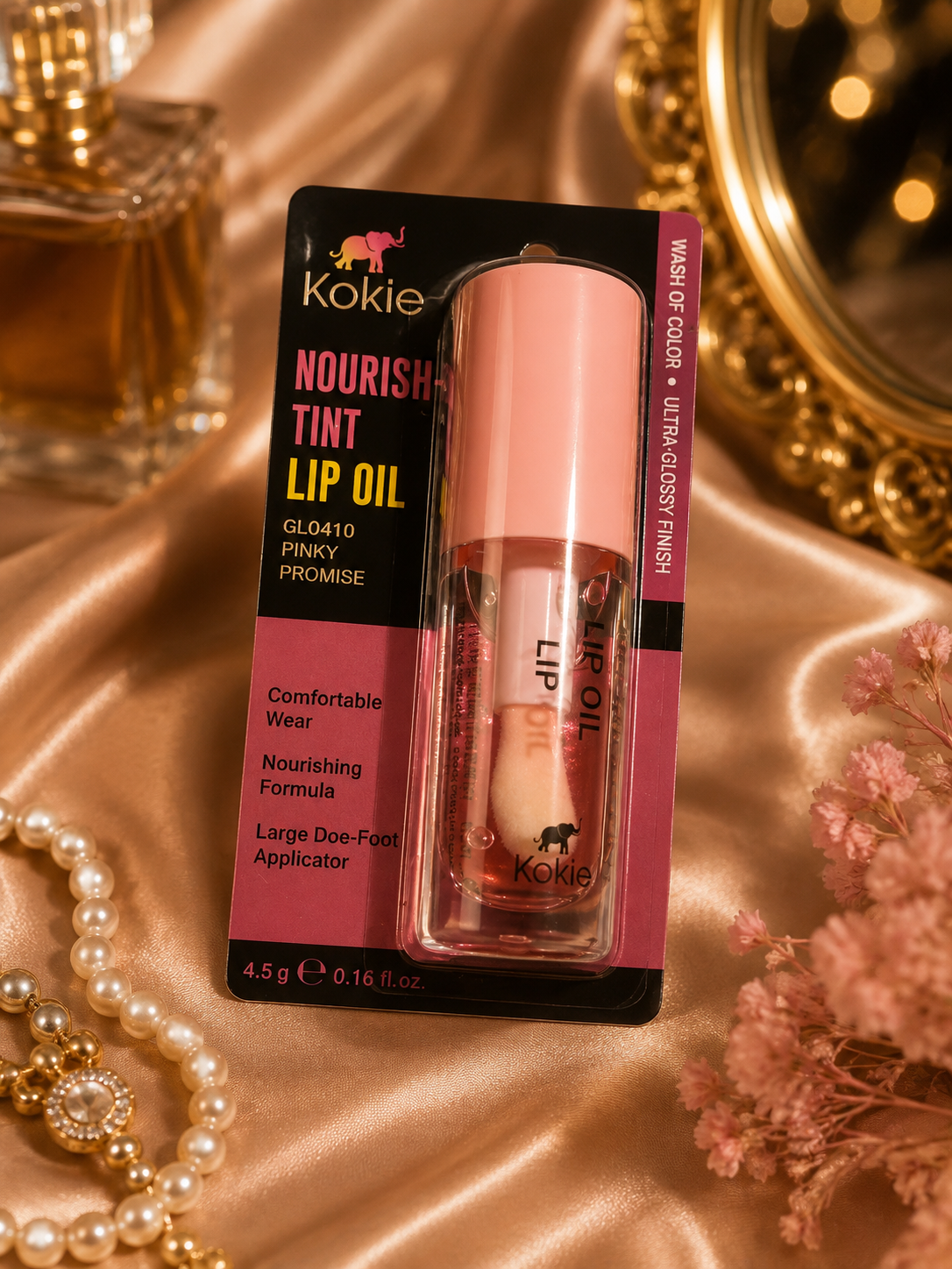 Kokie Nourish-Tint Lip Oil – Pinky Promise GL0410 – Ultra-Glossy Finish