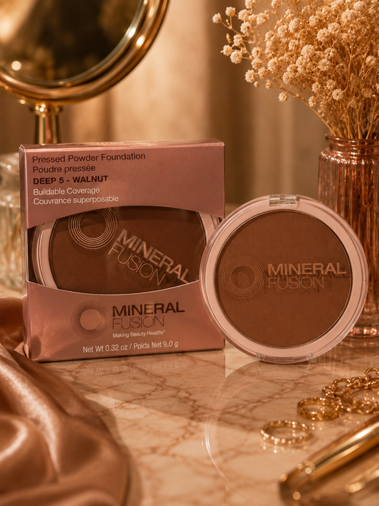 Mineral Fusion Pressed Powder Foundation Deep 5 Walnut Buildable Coverage 0.32 oz