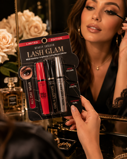 Beauty Evolved Lash Glam 3-Piece Mascara Set Volume Length Curl Limited Edition