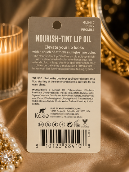 Kokie Nourish-Tint Lip Oil – Pinky Promise GL0410 – Ultra-Glossy Finish