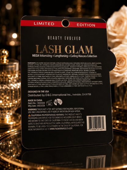 Beauty Evolved Lash Glam 3-Piece Mascara Set Volume Length Curl Limited Edition