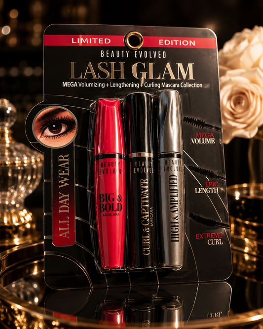 Beauty Evolved Lash Glam 3-Piece Mascara Set Volume Length Curl Limited Edition
