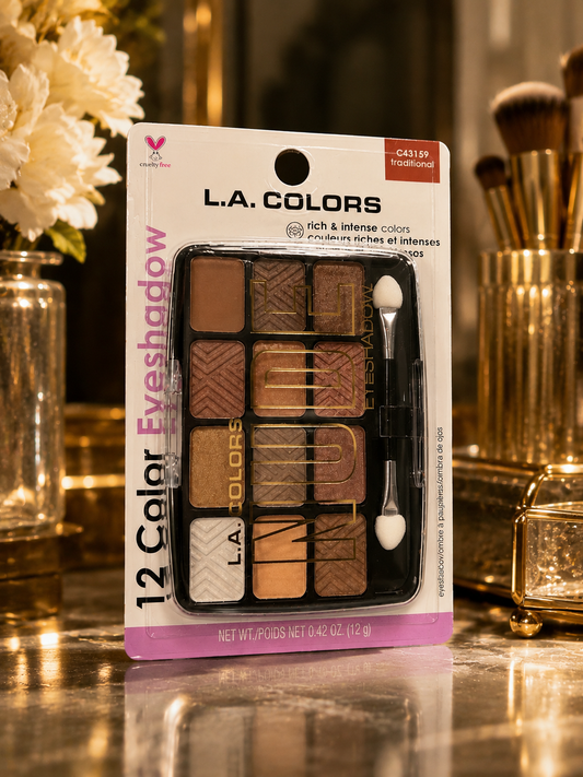 L.A. COLORS 12 Color Eyeshadow Palette Traditional Rich Intense Eye Makeup New