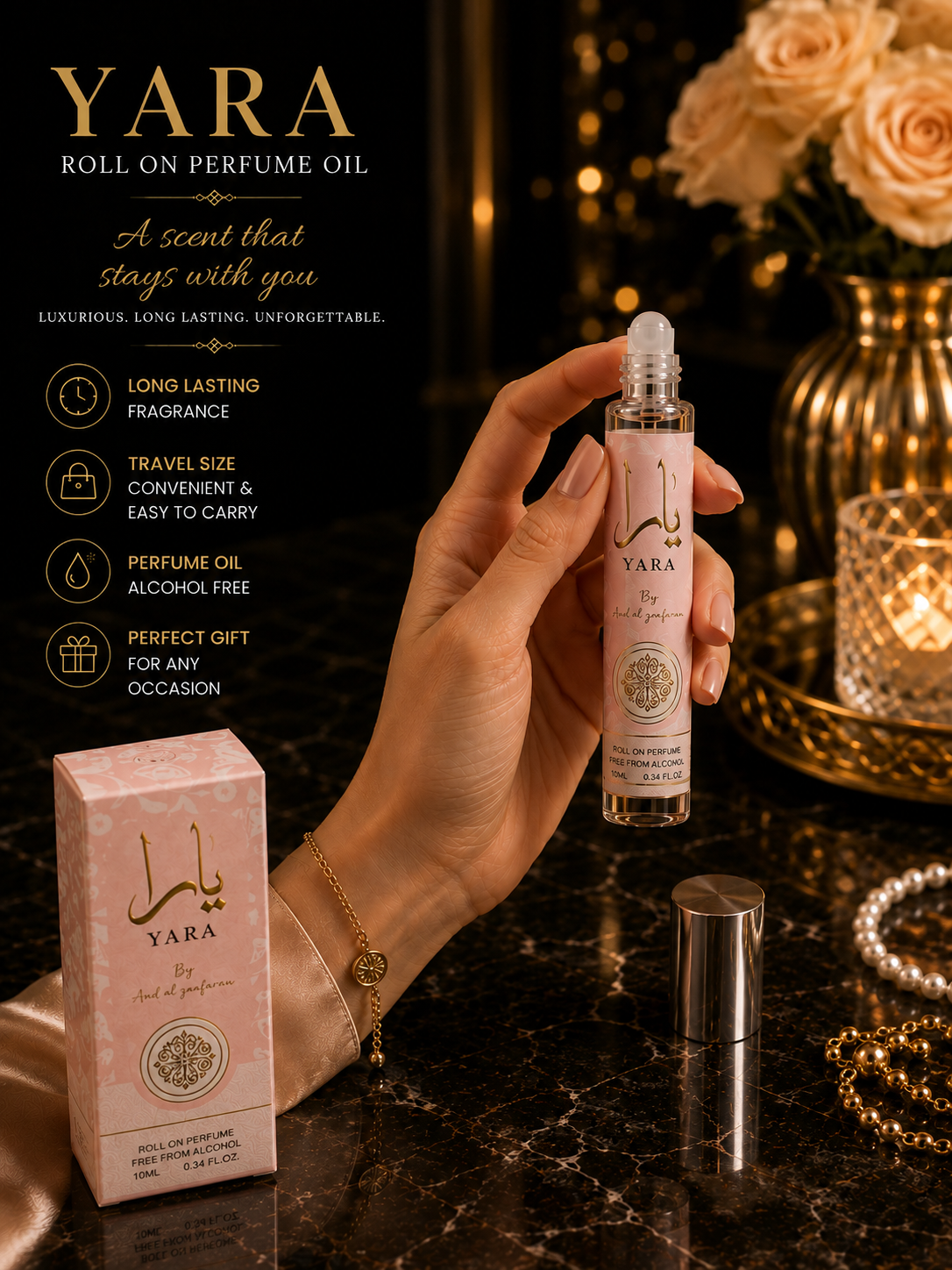 Lattafa Yara Perfume Oil Roll-On for Women 10ml Floral Sweet Long Lasting New